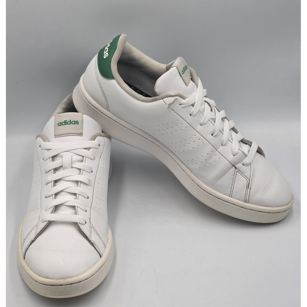 adidas Advantage White Green Sneakers Men's Size 10 Lace Up Casual Shoes - Picture 7 of 12